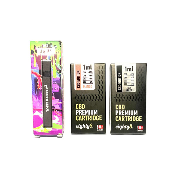 Pack Vape E510 avec 2 cartouches - White Rabbit / Eighty8